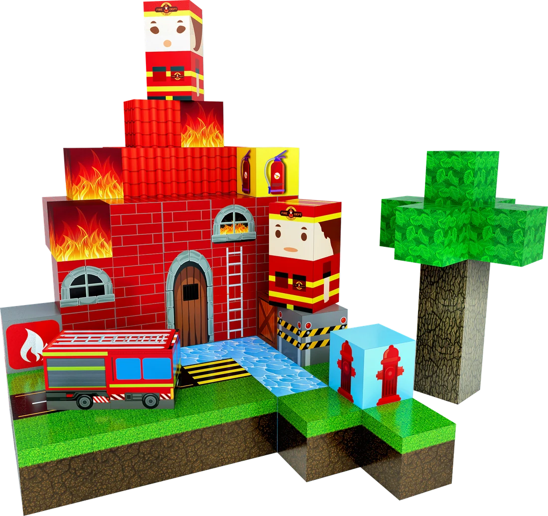 Aus dem Feuerwehr-Set mit 80 Teilen gebautes Bauwerk